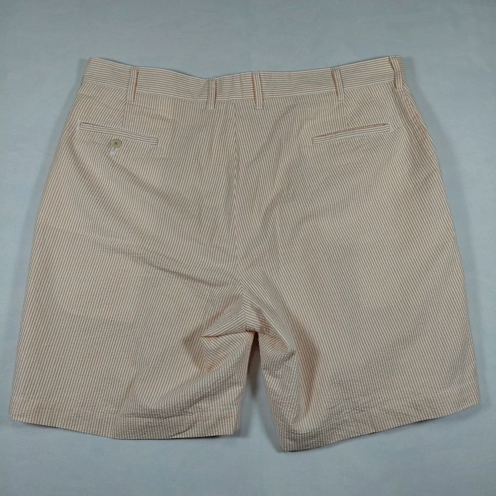 Bills Khakis Parker Short Mens 40‎ Orange White Seersucker Striped Standard Fit